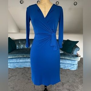 New York & Company cobalt blue faux wrap dress